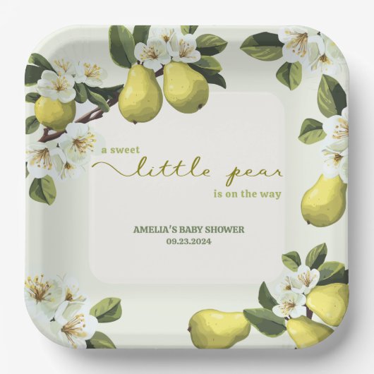 Little Pear is op weg naar fruit thema baby shower Papieren Bordje (Voorkant)
