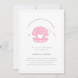 Little Pearl Baby Girl Roze Baby shower Invitatio Kaart