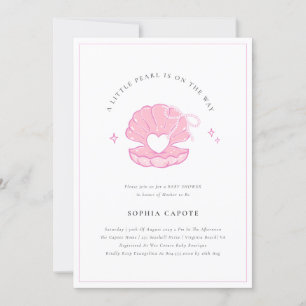 Little Pearl Baby Girl Roze Baby shower Invitatio Kaart