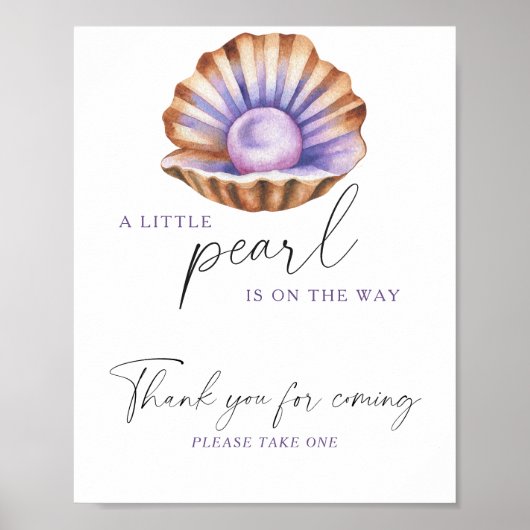 Little Pearl Baby shower - Bedankt voor je komst Poster (Voorkant)