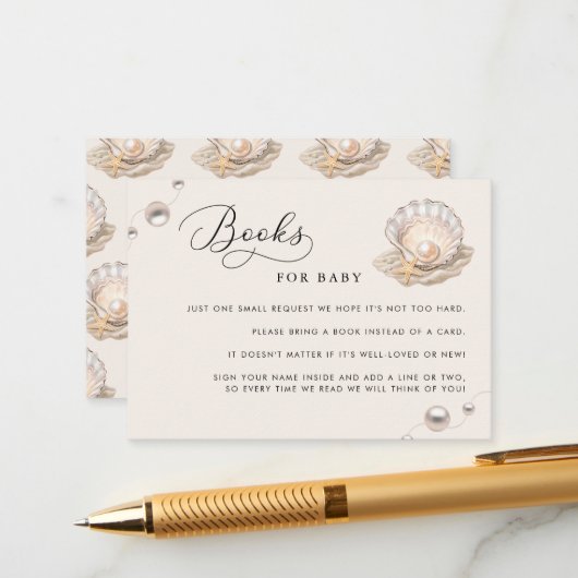 Little Pearl Baby shower Book Request Enclosure Informatiekaartje (Voorkant / Achterkant in situ)