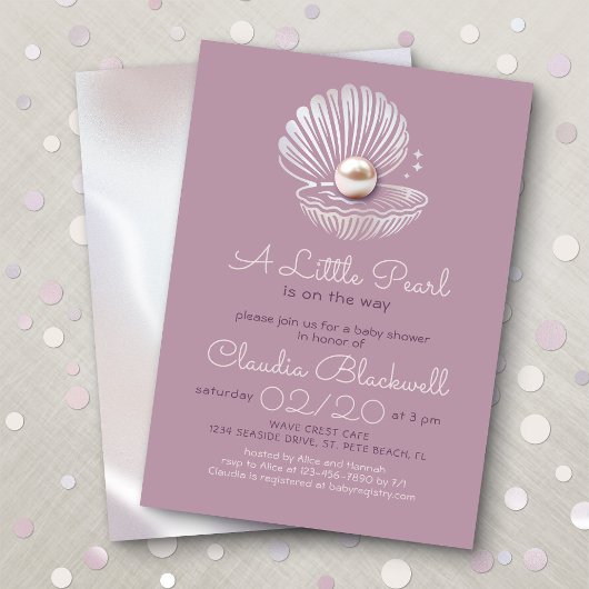 Little Pearl Baby shower Invitation Kaart