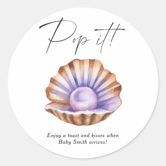Little Pearl Baby shower - Pop it!  Ronde Sticker (Voorkant)