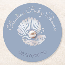 Little Pearl Baby shower Ronde Kartonnen Onderzetter