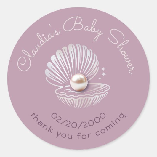 Little Pearl Baby shower Ronde Sticker (Voorkant)