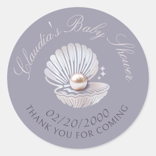 Little Pearl Baby shower Ronde Sticker (Voorkant)
