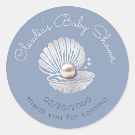 Little Pearl Baby shower Ronde Sticker (Voorkant)
