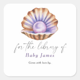 little pearl baby shower - Voor de bibliotheek van Vierkante Sticker