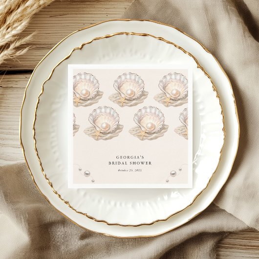 Little Pearl Beach Ocean Seashell Girl Baby shower Servet