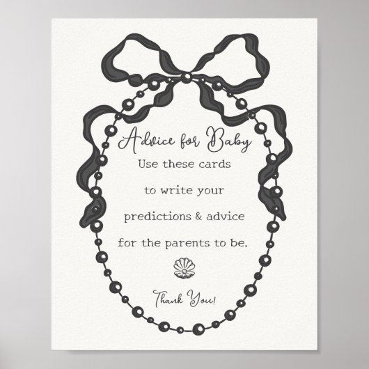 Little Pearl Black Coquette Bow Advies voor Baby Poster (Voorkant)