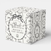 Little Pearl Black Coquette Bow Baby shower Bedankdoosjes (Achterkant)