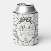 Little Pearl Black Coquette Bow Baby shower Blikjeskoeler (Blikje Achterkant)