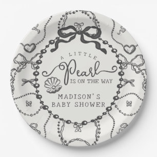 Little Pearl Black Coquette Bow Baby shower Bord