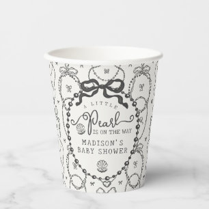 Little Pearl Black Coquette Bow Baby shower Tafel Papieren Bekers