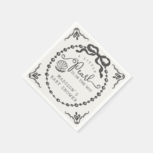 Little Pearl Black Coquette Bow Baby shower Tafel Servet (Hoek)