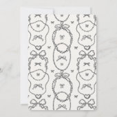 Little Pearl Black Coquette Bow Baby shower Uitnod (Achterkant)