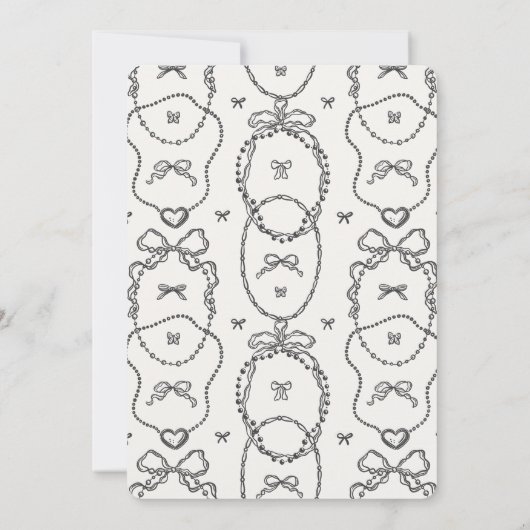 Little Pearl Black Coquette Bow Baby shower Uitnod (Achterkant)