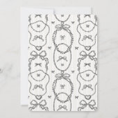 Little Pearl Black Coquette Bow Baby shower Uitnod (Achterkant)