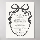 Little Pearl Black Coquette Bow Bday Time Capsule Poster (Voorkant)