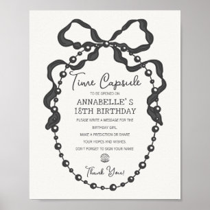Little Pearl Black Coquette Bow Bday Time Capsule Poster