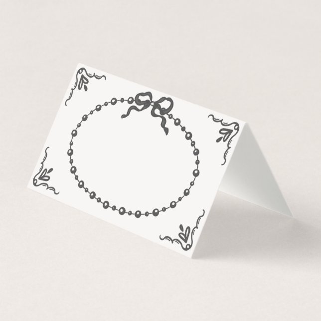 Little Pearl Black Coquette Bow Table Place Card Kaart (Voorkant)