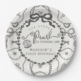 Little Pearl Black Coquette Bow Verjaardag Bord