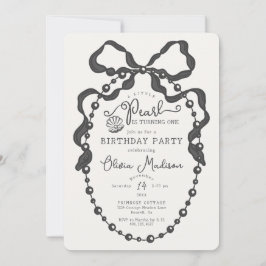 Little Pearl Black Coquette Bow Verjaardag Uitnodi
