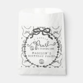 Little Pearl Black Coquette Bow Verjaardagsfeestje Bedankzakje (Voorkant)