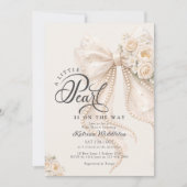 Little Pearl Bow Floral Baby Shower Kaart (Voorkant)