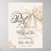 Little Pearl Bow Floral Baby Shower Welcome Poster (Voorkant)