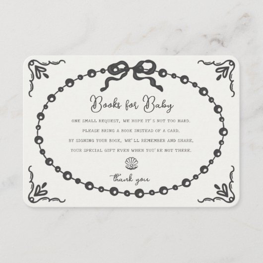 Little Pearl Coquette Bow Books voor Baby Insert Informatiekaartje (Voorkant)