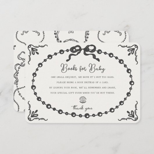 Little Pearl Coquette Bow Books voor Baby Insert Informatiekaartje (Voorkant / Achterkant)