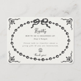 Little Pearl Coquette Bow Gift Registry Invoegen Informatiekaartje