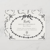 Little Pearl Coquette Bow Gift Registry Invoegen Informatiekaartje (Voorkant / Achterkant)