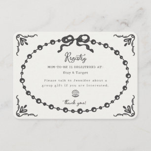 Little Pearl Coquette Bow Gift Registry Invoegen Informatiekaartje
