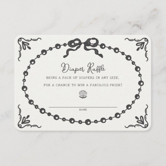 Little Pearl Coquette Bow Luier Raffle Insert Informatiekaartje (Voorkant)