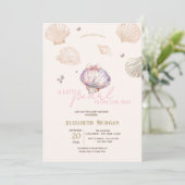 Little Pearl Diamonds Seashells Beige Baby Shower Kaart (Staand voorkant)