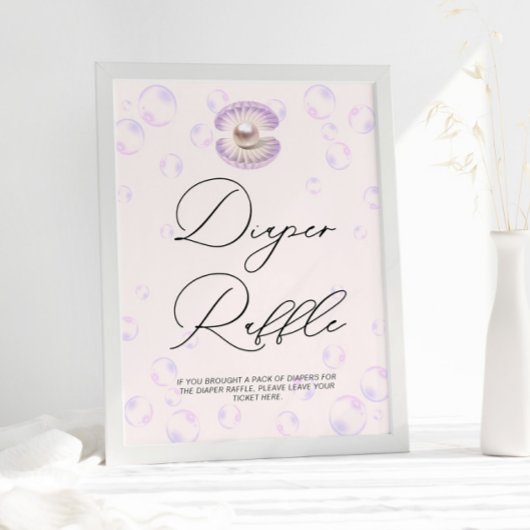Little Pearl Diaper Raffle Baby shower Poster