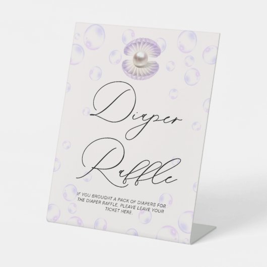 Little Pearl Diaper Raffle Baby shower Reclamebord Met Voetstuk (Voorkant)