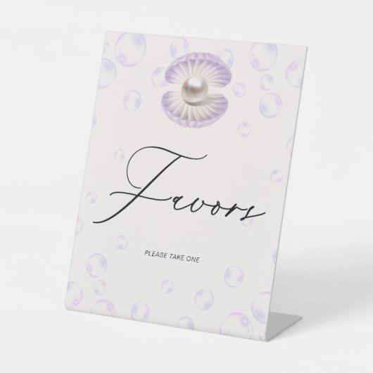 Little Pearl Favors Baby shower Reclamebord Met Voetstuk (Voorkant)