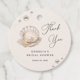 Little Pearl Ocean Beach Seashell Girl Baby shower Bedankjes Labels