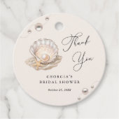 Little Pearl Ocean Beach Seashell Girl Baby shower Bedankjes Labels (Voorkant)