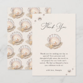 Little Pearl Ocean Beach Seashell Girl Baby shower Bedankkaart
