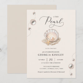 Little Pearl Ocean Beach Seashell Girl Baby shower Kaart