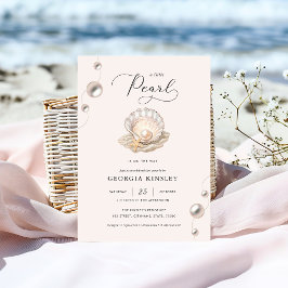 Little Pearl Ocean Beach Seashell Girl Baby shower Kaart