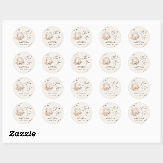 Little Pearl Ocean Beach Seashell Girl Baby shower Ronde Sticker (Vel)