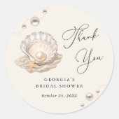 Little Pearl Ocean Beach Seashell Girl Baby shower Ronde Sticker (Voorkant)