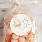 Little Pearl Ocean Beach Seashell Girl Baby shower Ronde Sticker