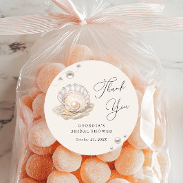 Little Pearl Ocean Beach Seashell Girl Baby shower Ronde Sticker