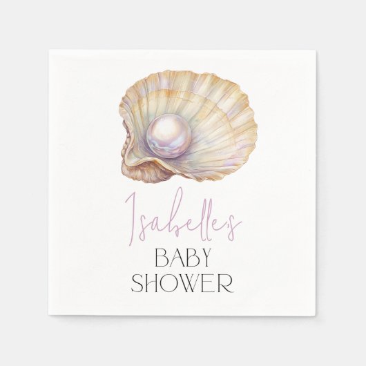 Little Pearl Ocean Oyster Beach Custom Baby shower Servet (Voorkant)